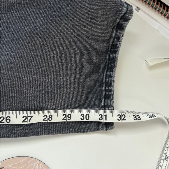 Abercrombie & Fitch 90s Straight Jeans Ultra High Rise Washed Black Dark Gray 6L - Picture 6 of 7